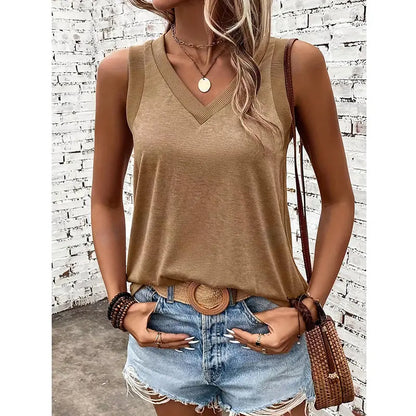 Women V Neck Tank Tops Summer Sleeveless Shirts null