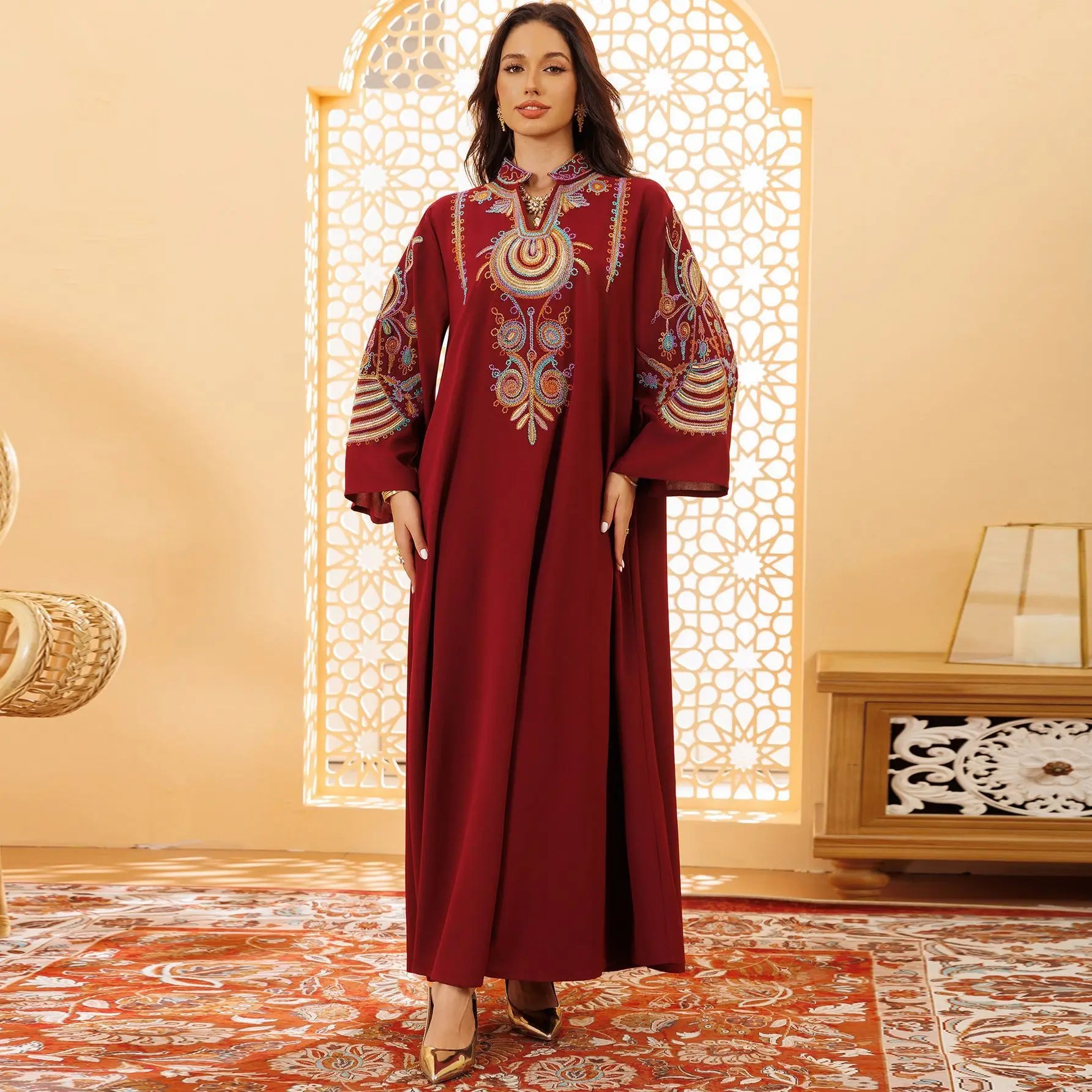 Women's Embroidered Rope Embroidered Muslim Pullover Dress null