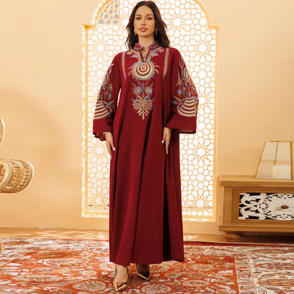 Women's Embroidered Rope Embroidered Muslim Pullover Dress null