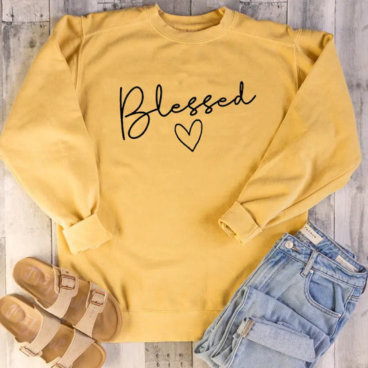 Long-sleeved sweater blessed love pattern European and American trend letters casual tops null