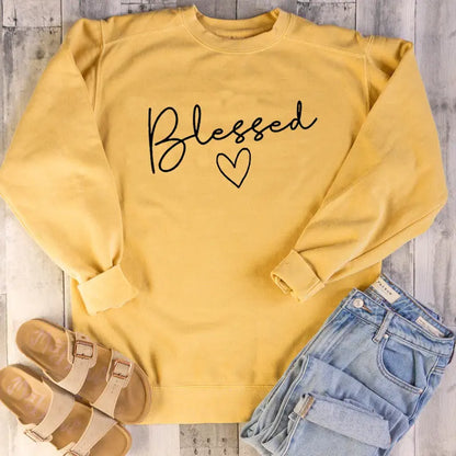 Long-sleeved sweater blessed love pattern European and American trend letters casual tops null