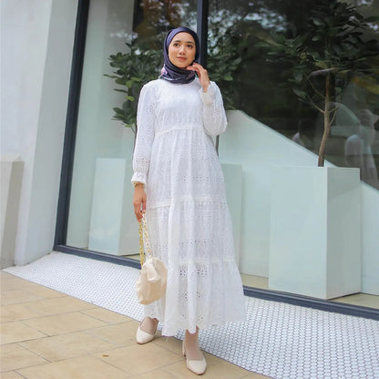 Muslim Malaysia Indonesia Hollow Lace Dress null
