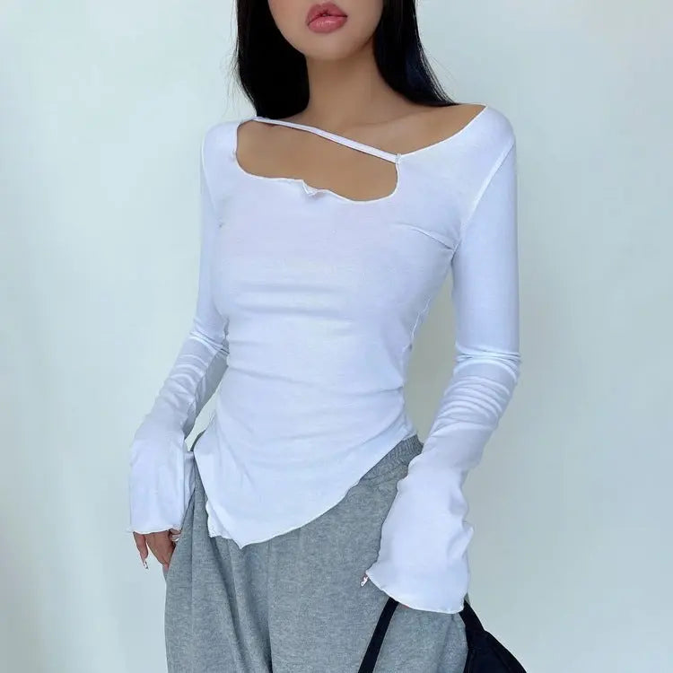 Small Slim Irregular Thin Blouse T-shirt null