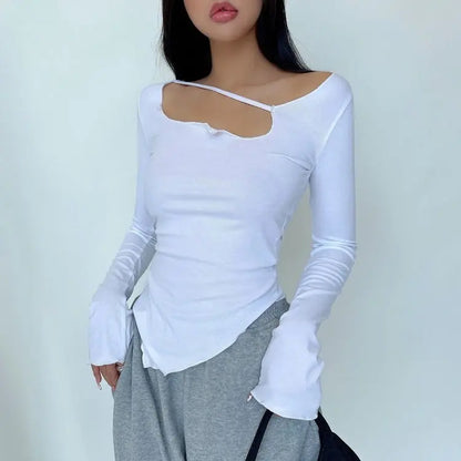 Small Slim Irregular Thin Blouse T-shirt null