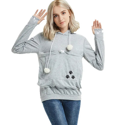 Cute Hoodies Pullover Sweatshirts With Pet Pocket For Cat Clothes Winter Women - Nadastore womens fashion