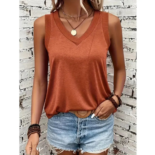 Women V Neck Tank Tops Summer Sleeveless Shirts null