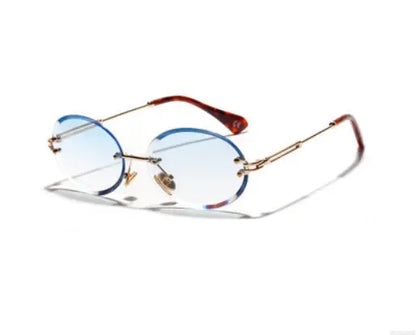 Women Oval crystal glasses eye ear ladies Rimless null