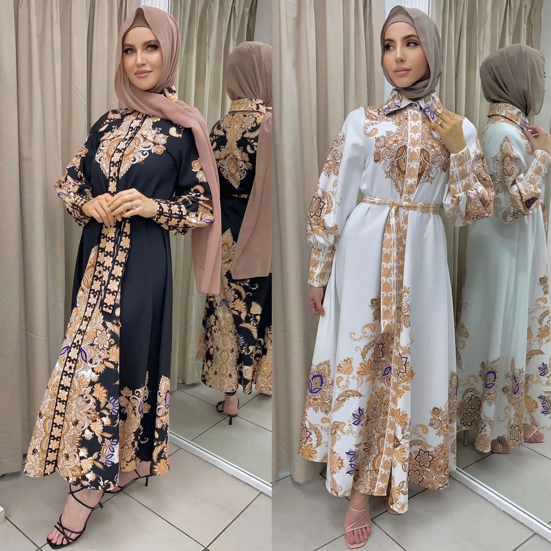 Muslim Women's Wear Arabic Print Swing Dress null
