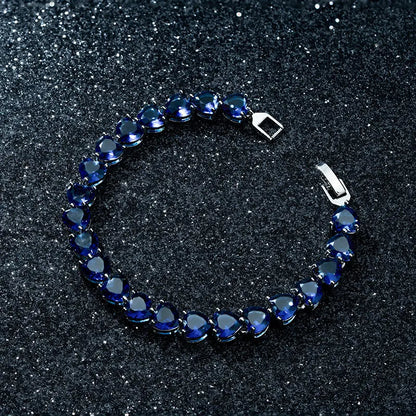 Blue Heart-shaped Zircon Bracelet Light Luxury null