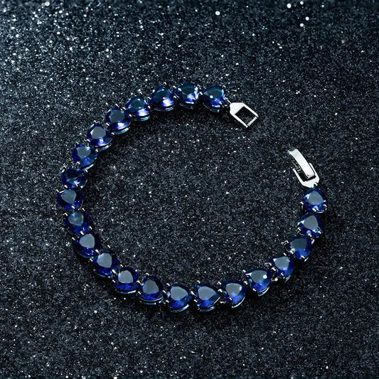 Blue Heart-shaped Zircon Bracelet Light Luxury null