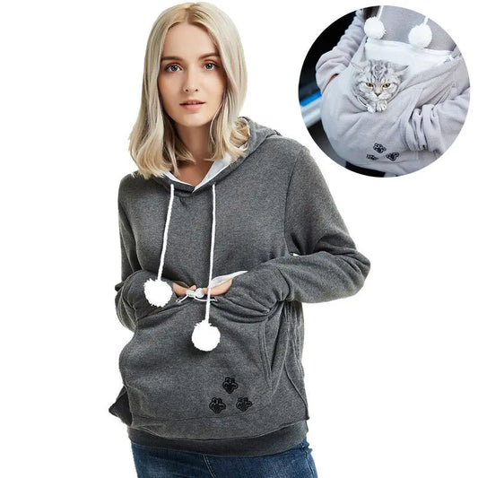 Cute Hoodies Pullover Sweatshirts With Pet Pocket For Cat Clothes Winter Women - Nadastore womens fashion