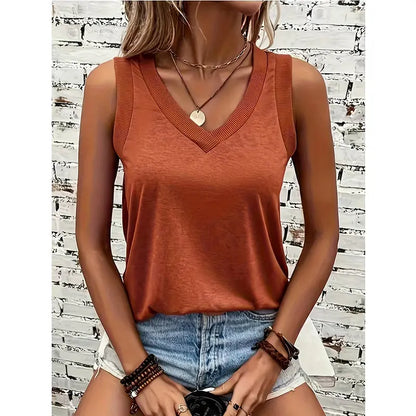 Women V Neck Tank Tops Summer Sleeveless Shirts null