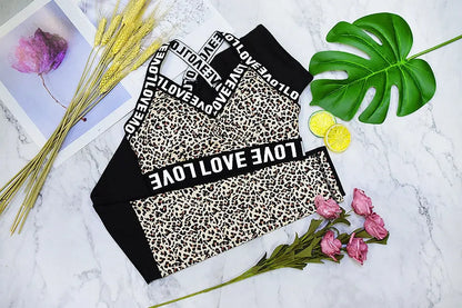 Leopard print yoga set sports yoga fitness set null