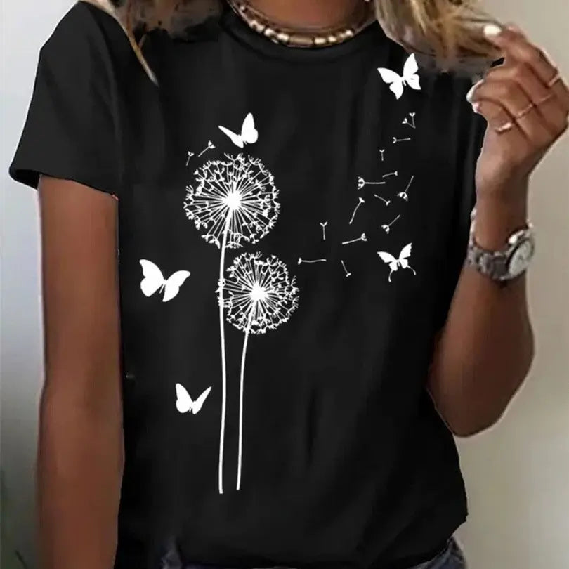 Printed T-shirt Casual Tops For Women null