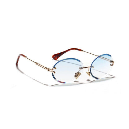 Women Oval crystal glasses eye ear ladies Rimless null