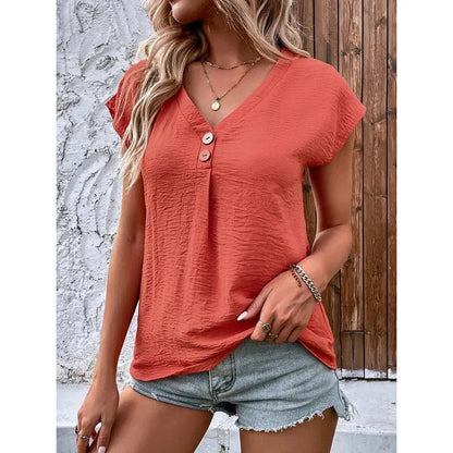 Summer Tops For Women V Neck Short Sleeve Shirts null