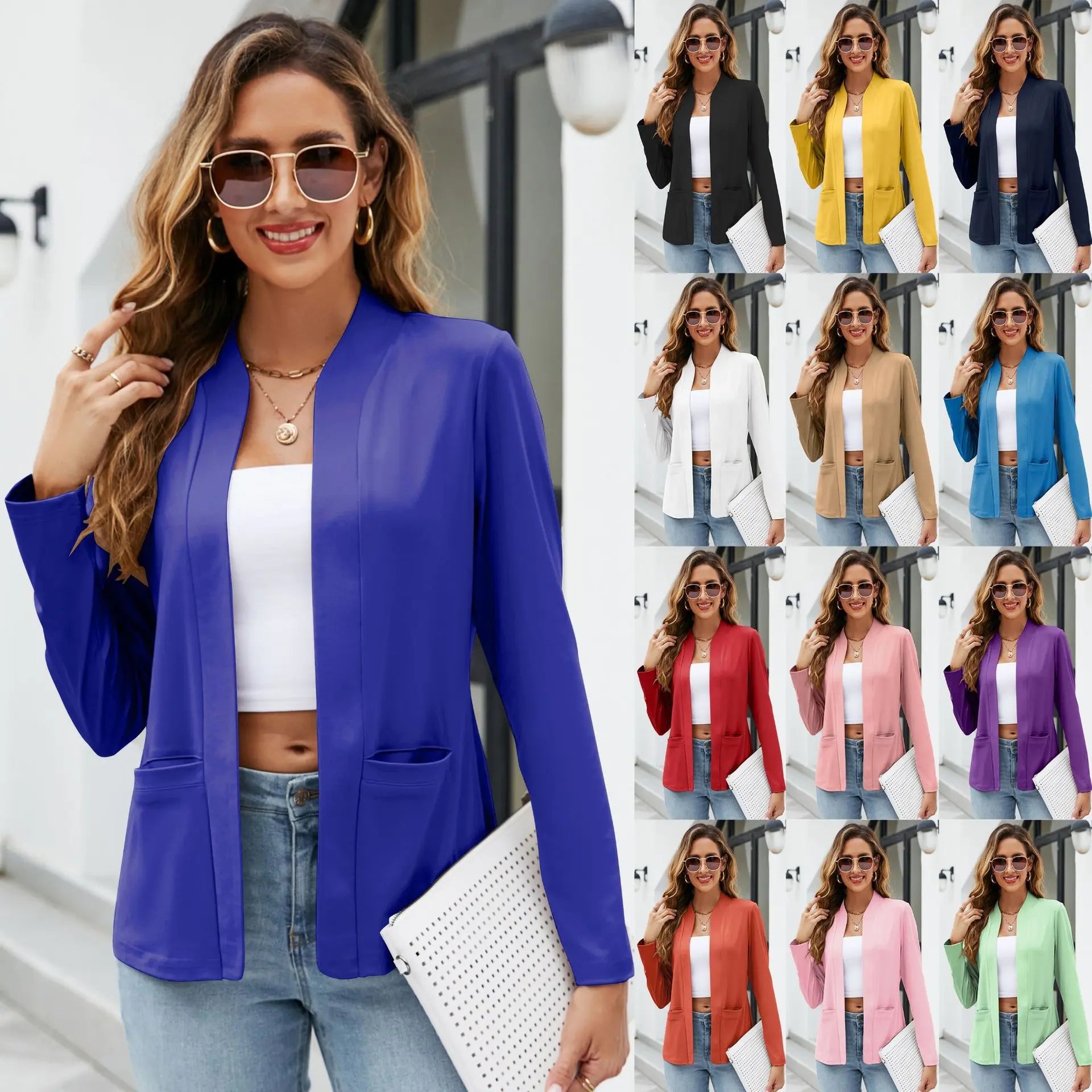 Fashion Women With Pockets Suit Jacket Tops null
