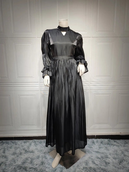 Fashionable Muslim Women's Bright Silk Satin Dress null