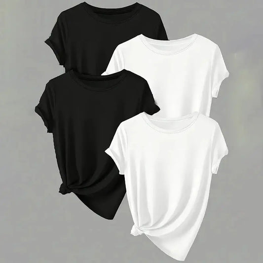 Short Sleeve Basic Tees Soft Crew Neck Trendy Summer Tops null