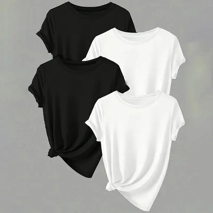 Short Sleeve Basic Tees Soft Crew Neck Trendy Summer Tops null