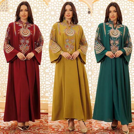 Women's Embroidered Rope Embroidered Muslim Pullover Dress null