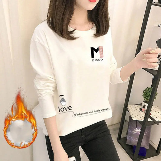 New Velvet Padded Long-Sleeved Women's Bottoming Shirt null