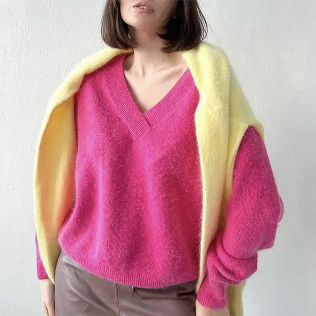 Soft Cashmere Sweater Women Casual LoosePullovers Tops null