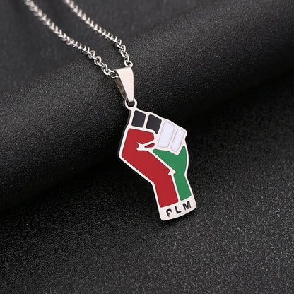 Stainless Steel Palestine Map Pendant Necklace null