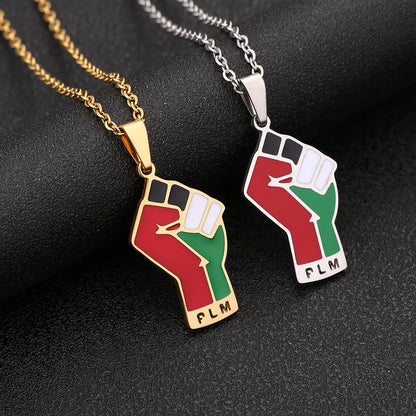 Stainless Steel Palestine Map Pendant Necklace null