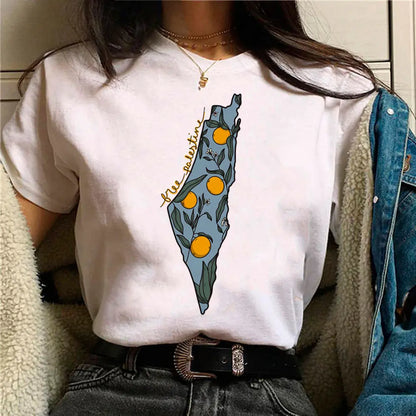 Palestine T-shirts Women Comic Japanese Tshirt Female Funny - Nadastore -Palestine T-shirts Women Comic Japanese Tshirt Female Funny 