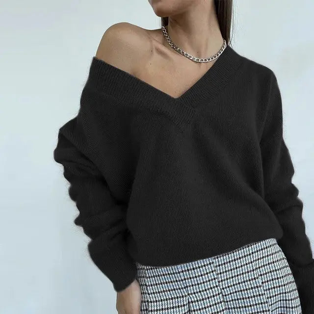 Soft Cashmere Sweater Women Casual LoosePullovers Tops null