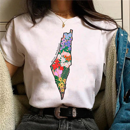 Palestine T-shirts Women Comic Japanese Tshirt Female Funny - Nadastore -Palestine T-shirts Women Comic Japanese Tshirt Female Funny 