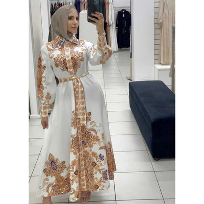 Muslim Women's Wear Arabic Print Swing Dress null
