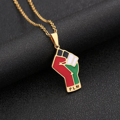 Stainless Steel Palestine Map Pendant Necklace null
