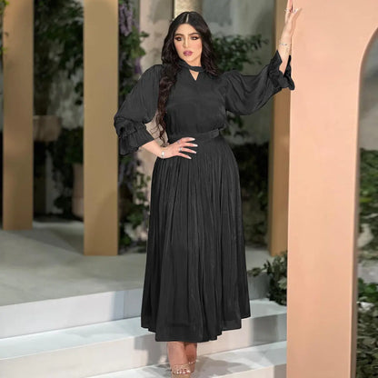 Fashionable Muslim Women's Bright Silk Satin Dress null