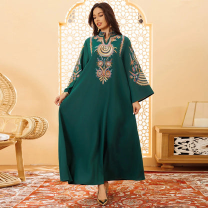 Women's Embroidered Rope Embroidered Muslim Pullover Dress null