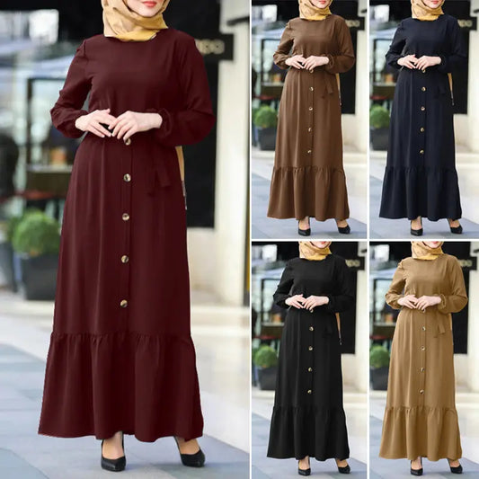 Women's Pullover Round Neck Muslim Dress null