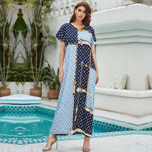 Muslim Women's Dress Short Sleeve Loose Hem null