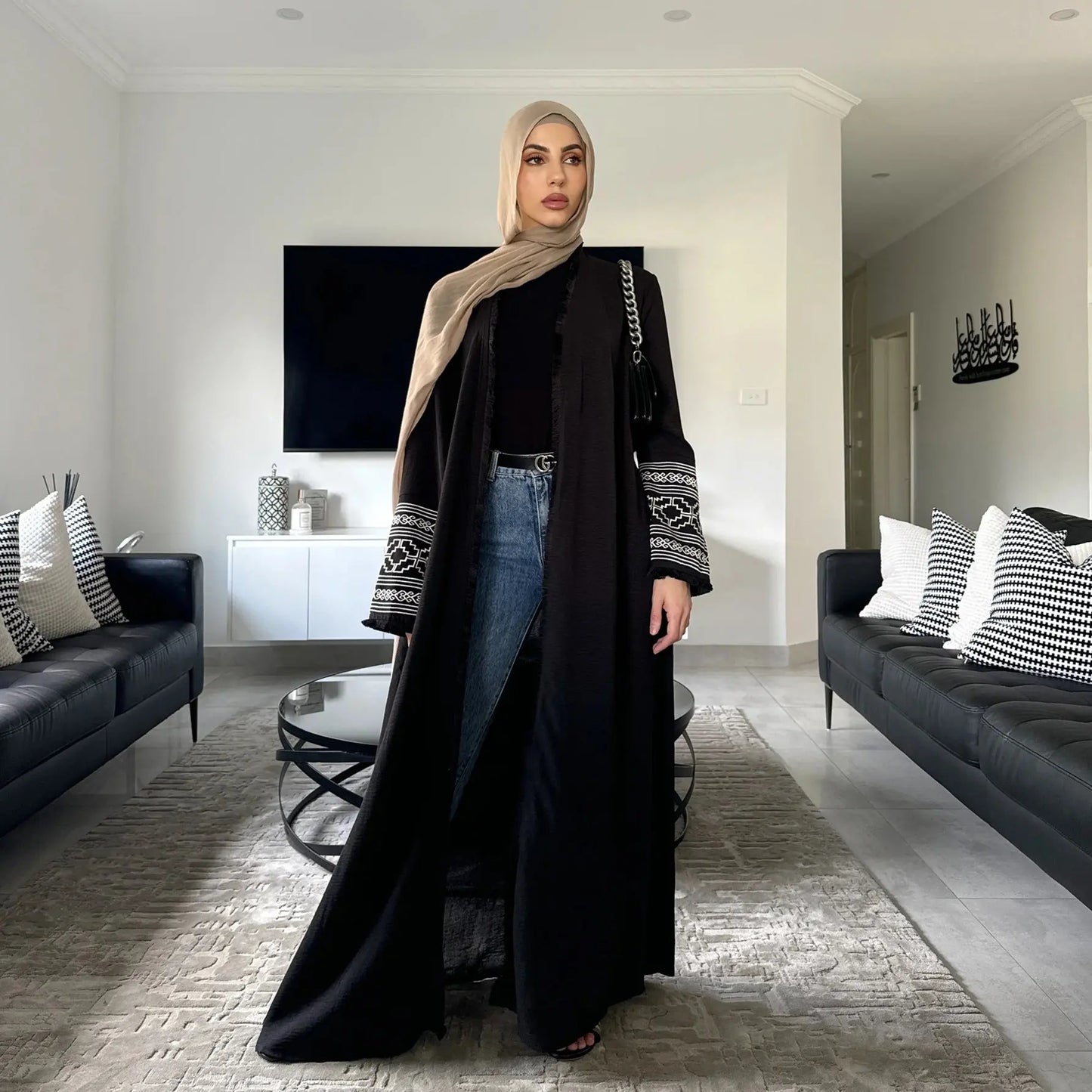 Fringe Cardigan Robe Muslim Dress null
