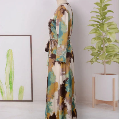 Women's Printed Embroidered Large Swing Muslim Dress null