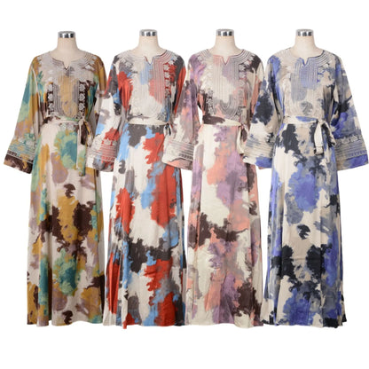 Women's Printed Embroidered Large Swing Muslim Dress null