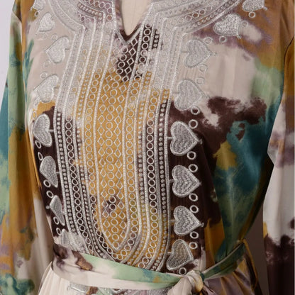 Women's Printed Embroidered Large Swing Muslim Dress null