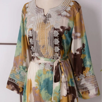 Women's Printed Embroidered Large Swing Muslim Dress null