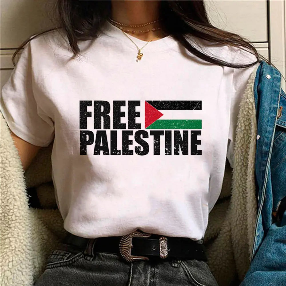 Palestine T-shirts Women Comic Japanese Tshirt Female Funny - Nadastore -Palestine T-shirts Women Comic Japanese Tshirt Female Funny 
