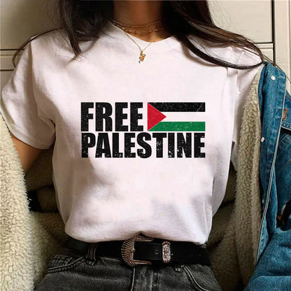 Palestine T-shirts Women Comic Japanese Tshirt Female Funny - Nadastore -Palestine T-shirts Women Comic Japanese Tshirt Female Funny 