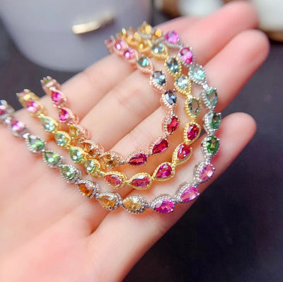 Women's Natural Candy Color Tourmaline Bracelet null