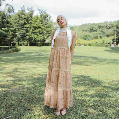 Muslim Malaysia Indonesia Hollow Lace Dress null