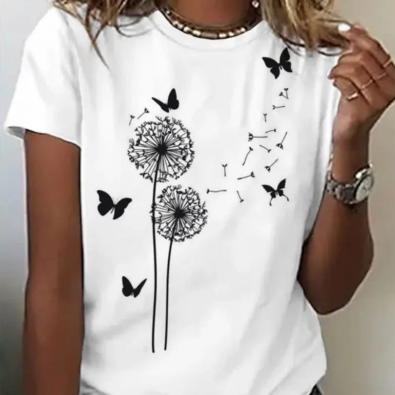 Printed T-shirt Casual Tops For Women null