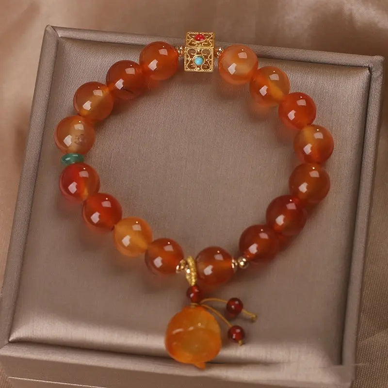Natural Agate Bracelet For Women Light Luxury Minority Lotus Seedpod null
