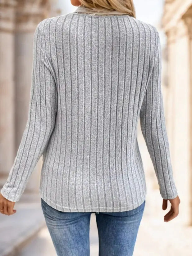 Neck Ribbed Velvet Women Tops null